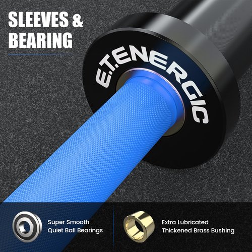 E.T.ENERGIC Pair of 20" Olympic Dumbbell Handles Loadable Dumbbell Bar for 2-inch Olympic Weight Plates Ideal for Home Gym WorkoutTraining, Blue&Black