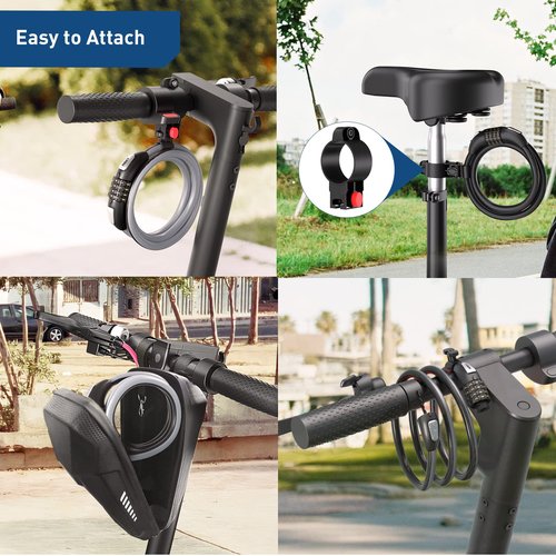 Hiboy Bike Lock, 3.3 Feet Bike Cable Locks, Resettable 4-Digit Combination Lock, Bike Locks Heavy Duty Anti Theft