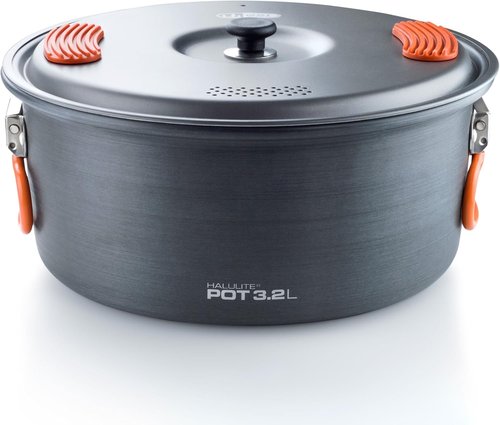 Halulite Aluminum Camping Pot - Lightweight Hard Anodized Cookware with Lid & Folding Handle