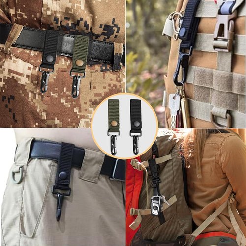 Heavy Duty Belt Keeper Clip, Strong Metal Police Key Chain Clip for Law Enforcement Police Belt Accessories Military Molle Hook(T-Black 2Pack)