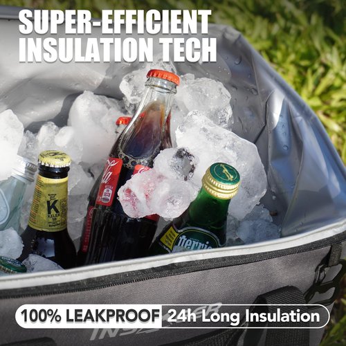 INSMEER Soft Cooler Bag with Hard Shell & 2 Cup Holders, Portable 40L/70 Cans Collapsible Cooler Bags Insulated with Leakproof for Travel, ice chests and Cooler Lunch Box for Beach Camping Picnic