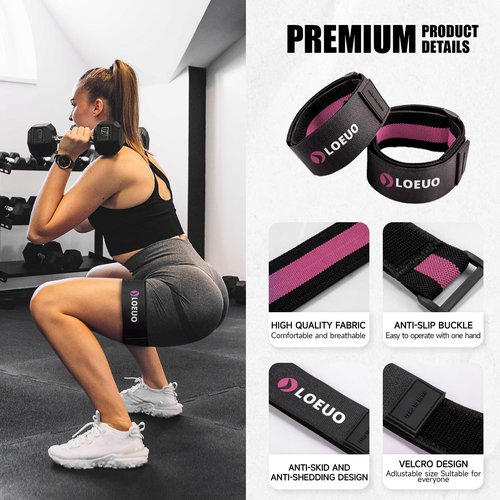 LOEUO Booty Bands for Working Out Glutes, Adjustable Blood Flow Restriction Bands with Non Slip for Workout Butt & Thigh Building, Occlusion Bands for Women and Men Glutes Easy to Carry