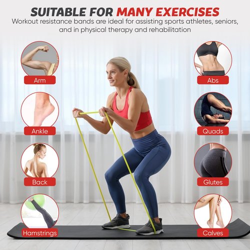 Resistance Pull Up Assist Bands for Workout, Weightlifting, Bodybuilding, Crossfit, Yoga, Pilates, Swimming, Running, Biking