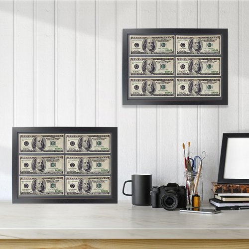 2 PCS Money Display Case Dollar Bill Frame Storage, Black Creative First Dollar Money Display Frame for Currency Collection Supplies, Bill, Stamp, 15x 10 Inch