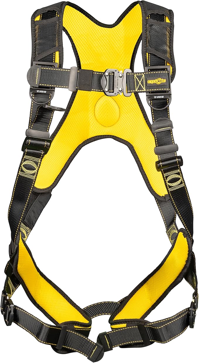 Guardian 21048 Cyclone Harness with QC Chest/QC Leg/No Waist Belt/Non Construction, Black/Yellow