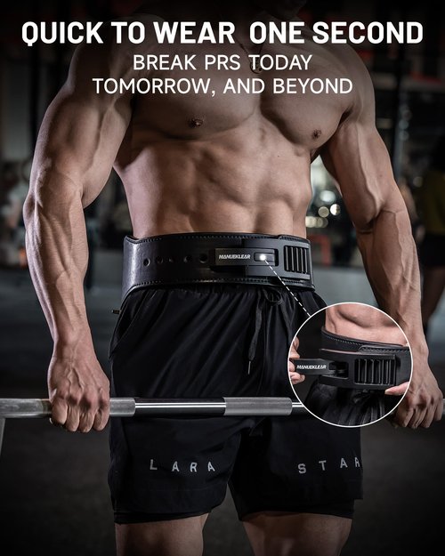 MANUEKLEAR Tapered Lever Weight Lifting Belt, 10MM Quick Locking Lever Belt Weightlifting Men, Lifting Belt Lever for Powerlifting & Deadlifts