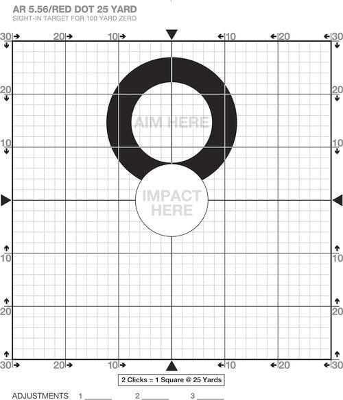 25 Yard Sight-in Targets for a 100-Yard Zero - USE RED DOT Optics
