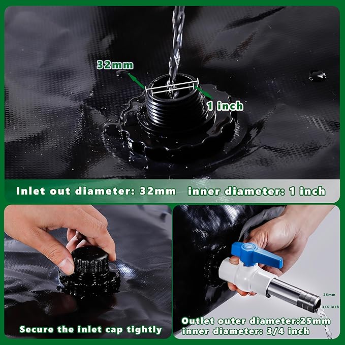 MXQMKL 760 L/200 gal Water Bladder Storage Containers, Foldable Portable Water Tank Large Capacity Soft Water Bag, Drought Resistance, Fire Prevention, Emergency Water