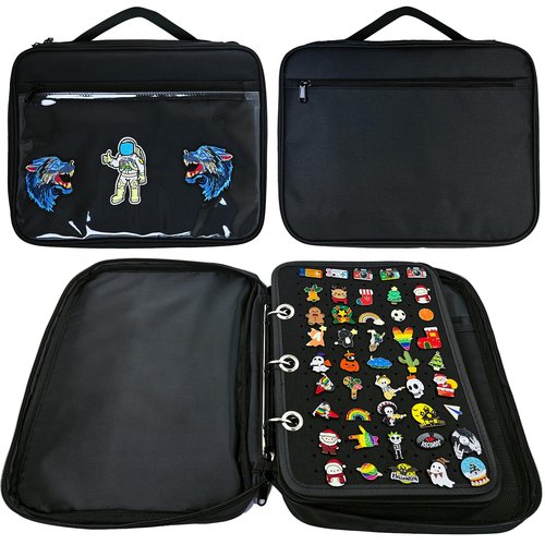 miiinaps Black 6 Binder Enamel Pin Display Bag,Pin Books For Collectors,Pins Board Storage Organization Box Can Holds Pins, Brooches,Paper Clips,Sports medal.(Black 6 Binder,Without Accessories)