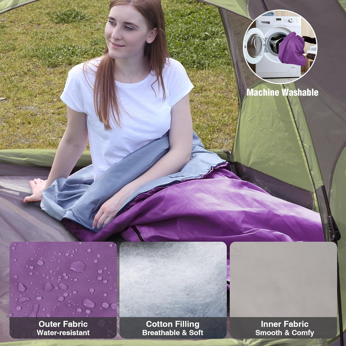 REDCAMP Ultra Lightweight Sleeping Bag for Backpacking, Hiking, Comfort for Adults Warm Weather, with Compression Sack