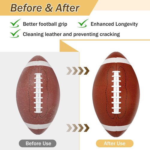 Saillong Football Prep Kit Leather Conditioning Brush and Wax Set, Mud Removal Kit, Grip Accessories for Training Game-Day Footballs for Youth Adults (Brown Bristles)