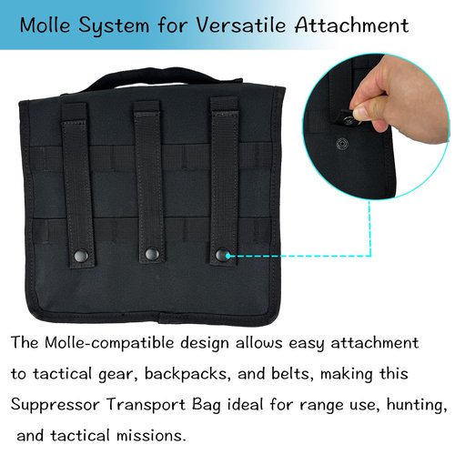 Otomitake Suppressor Pouch - 5-Cell Silencer Carrying Case with Molle Attachment, Fits 9.5-Inch Suppressors, Black, Polyester