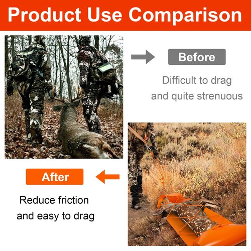 Vecacosic 1.2MM Thickened Deer Drag Sled Tear-Resistant Deer Dragging Sled Game Hauler for Hunting with Odocoileus virginianus Drag Harness and Handle, Save Effort Hunting Gear Accessories