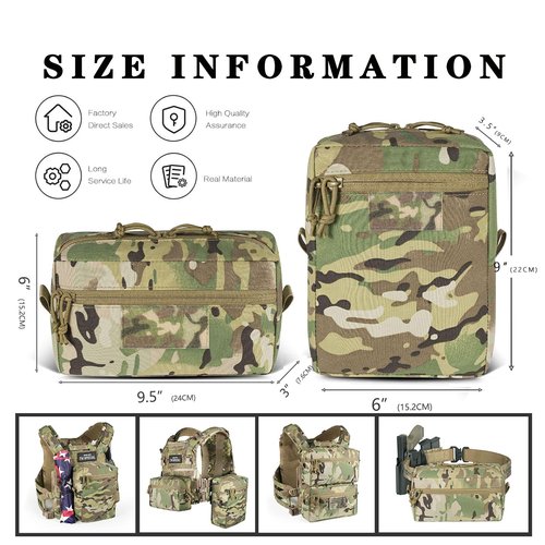 LONLOKE Tactical GP Wide/Tall Pouch,Molle General Purpose Pouches,Structured Horizontal/Vertical Utility Expanded Storage Bag with Hook and Loop Panel (TMC-02, Tall)