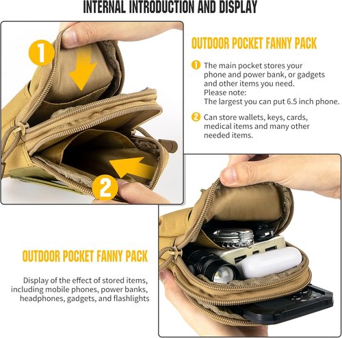 IronSeals Tactical Molle Phone Pouch Compact Utility Belt Waist Bag with Shoulder Strap for iPhone 14 Plus/14 Pro Max/14 Pro/14/13 Pro Max/13/12 Pro