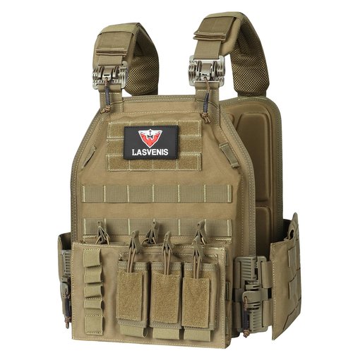 LASVENIS Quick Release Tactical Vest Lightweight Vests Adjustable Tactical Vest for Outdoor Training
