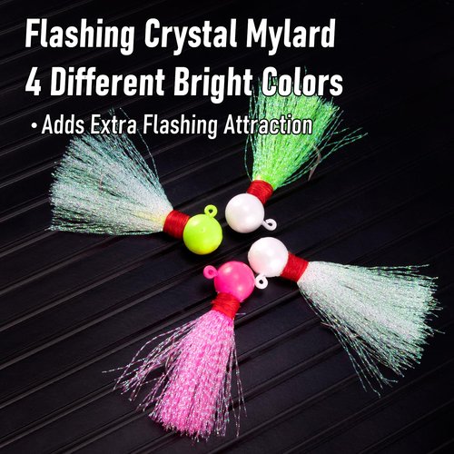 Dr.Fish 10 Pack Round Ball Jigs Saltwater Pompano Surf Fishing Jig Heads Swimbait Walleye Striper Flounder Mackerel White 1/4oz