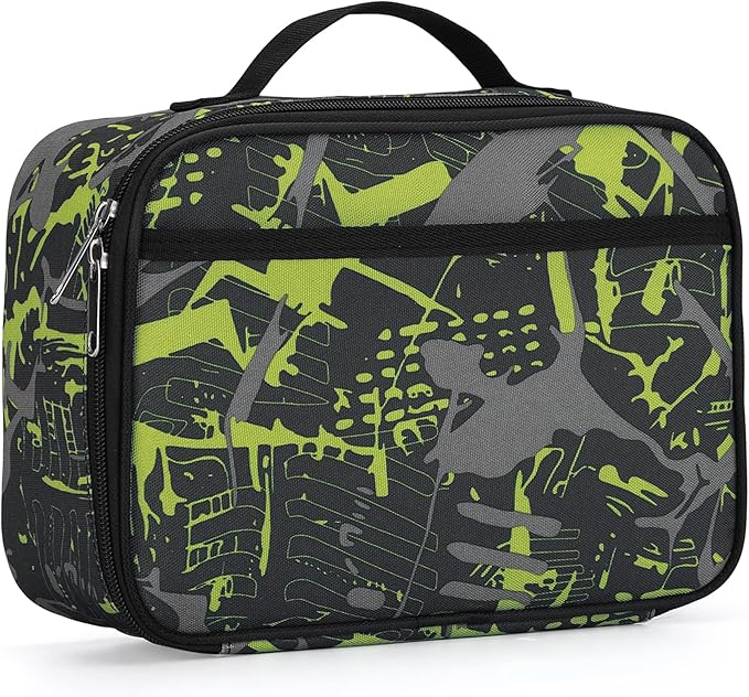 rickyh style Lunch Box with Padded Liner, Spacious Insulated Lunch Bag Durable Thermal Lunch Cooler Pack with Strap for Men Women Boys Girls Adults School Sports Beach Picnic Work Camp,2 Pocket