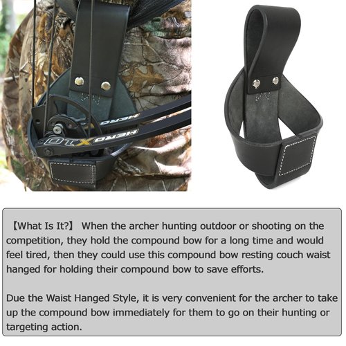 ZSHJGJR Compound Bow Belt Holder Bag Resting Standing Couch for Holding Compound Bow for Outdoor Hunting & Target Shooting Competition Accessories (Black)