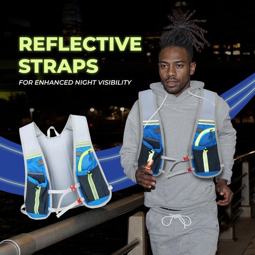 Hydration Vest with 2L Water Bladder for Running, Hiking & Cycling – Lightweight Waterproof Backpack with Reflective Straps, Breathable Design & Adjustable Fit for Men & Women