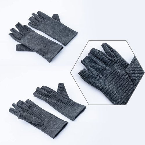 Generic 1 Pair Half Finger Exercise Pressure Gloves, Outdoor Fitness Care Training Rehabilitation Riding Silicone Anti-Skid Gloves, Outdoor Cycling Accessories (M), Medium, Grey