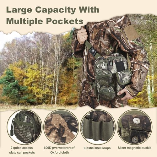 Tactical Shoulder Bag Outdoor Military Sling Bag Crossbody Turkey Hunting Bag Sports Chest Pack for Hunting, Hiking, Fishing, Lightweight Carry Pouch