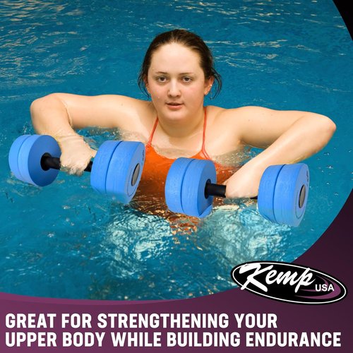Kemp USA 12" Sky Blue and Navy Blue Workout Accessories Pair of Dumbells