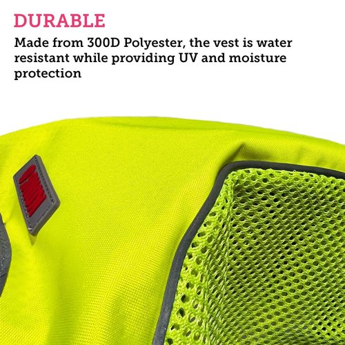 KONG Sport Hiker High Visibility Dog Safety Vest, Reflective Jacket Apparel for Low Light Conditions Outdoors, Walking, and Running, Small Medium and Large Dogs (Small), Neon Green