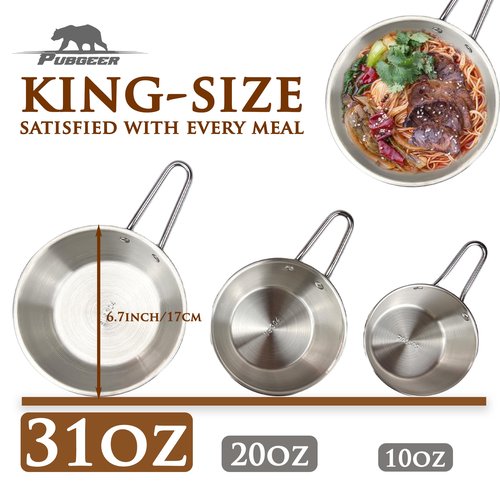 Pubgeer Camping Bowls 31oz (4 pack) - Nesting Stainless Steel bowl with Handles | Outdoor Sierra Cup | Ideal for RV Travel, Camping, and Backpacking | Makgeolli Bowls | Soup Bowls