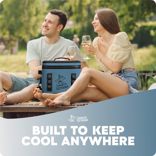 Beach Breeze 24-Can Soft Cooler Bag – Premium Insulated Cooler for Beach, Travel, Camping & Golf – The Beach Cooler is a Lightweight & Durable Ice Chest for Lunch, Road Trips & Outdoor Adventures