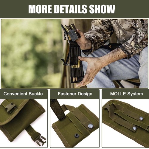 Tactical Ammo Pouch for Bullets Foldable Ammo Carrier with 14 Cartridge Holders Magazine Pouch for Hunting Ammunition Carrier Bag for Shooting Range