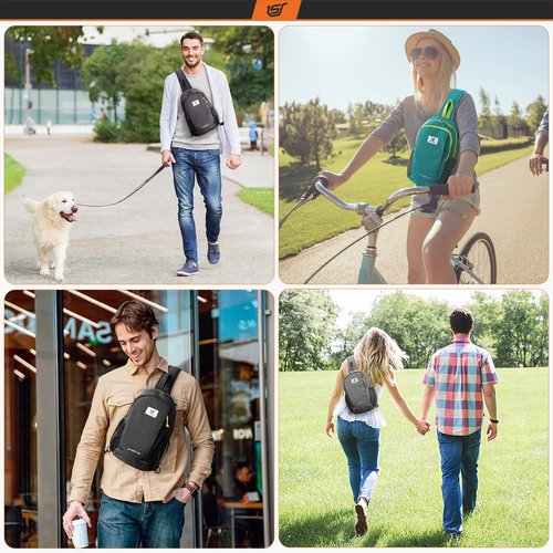 SKYSPER Sling Backpack with RFID Pocket Lightweight Crossbody Bag for Hiking Travel Shoulder Chest Bag for Men Women(Black)