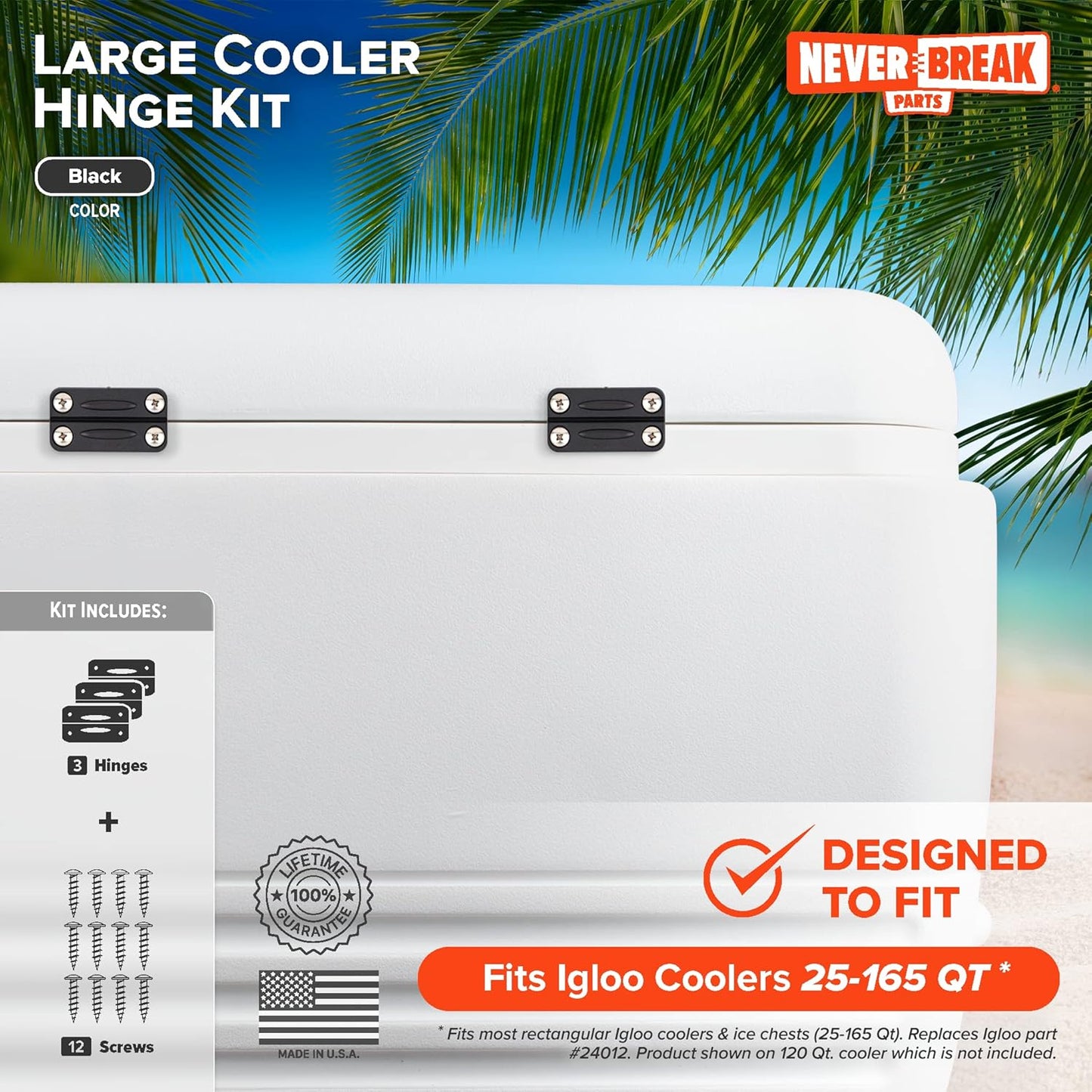 NeverBreak Parts - 3 Pack Igloo Cooler Replacement Hinges, High Strength Igloo Cooler Replacement Parts, Flexible Igloo Cooler Parts