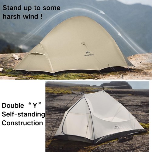 Naturehike 2024 Cloud up Pro Tent, Upgrade Ultralight Tents,1.36kg/3lbs,Double 2 Person Tent,for Cycle Camping,Backpacking,Hiking,Self-Standing, Construction,Easy Set up (Khaki)
