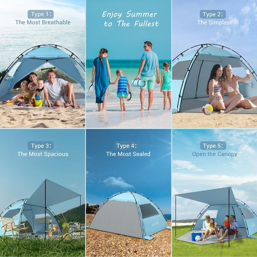 Elegear Beach Tent with 360° Removable Canopy + Portable Beach Tent with Canopy