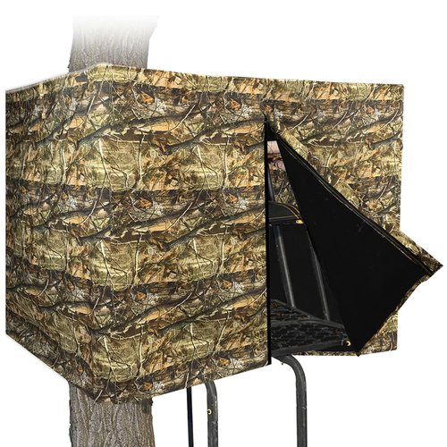 Tree Stand Blind Kit 138'' X 35.4'' Universal 2 Man Tree Stand Blinds For Deer Hunting Tree Stand Camouflage Silent Tree Stand Skirt Deer Ladder Stand Blind Kit Colorfast Treestand Blind Accessories