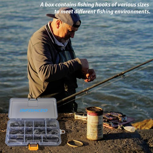 INFISHCEO Fishing Hooks Set High Carbon Steel Catfish Bulk Strong Circle Fishing Hooks Mixed Size for Saltwater Freshwater 161PCS