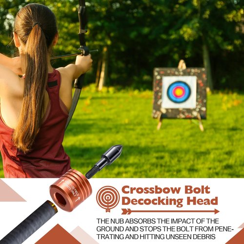Feekoon 2 Pack Crossbow Bolt Decocking Head, Decocking Point Crossbow Arrow Release Tip Fit for Most Hunting and Competition Arrows and Bolts, Release Recurve, Compound Bow(Orange)