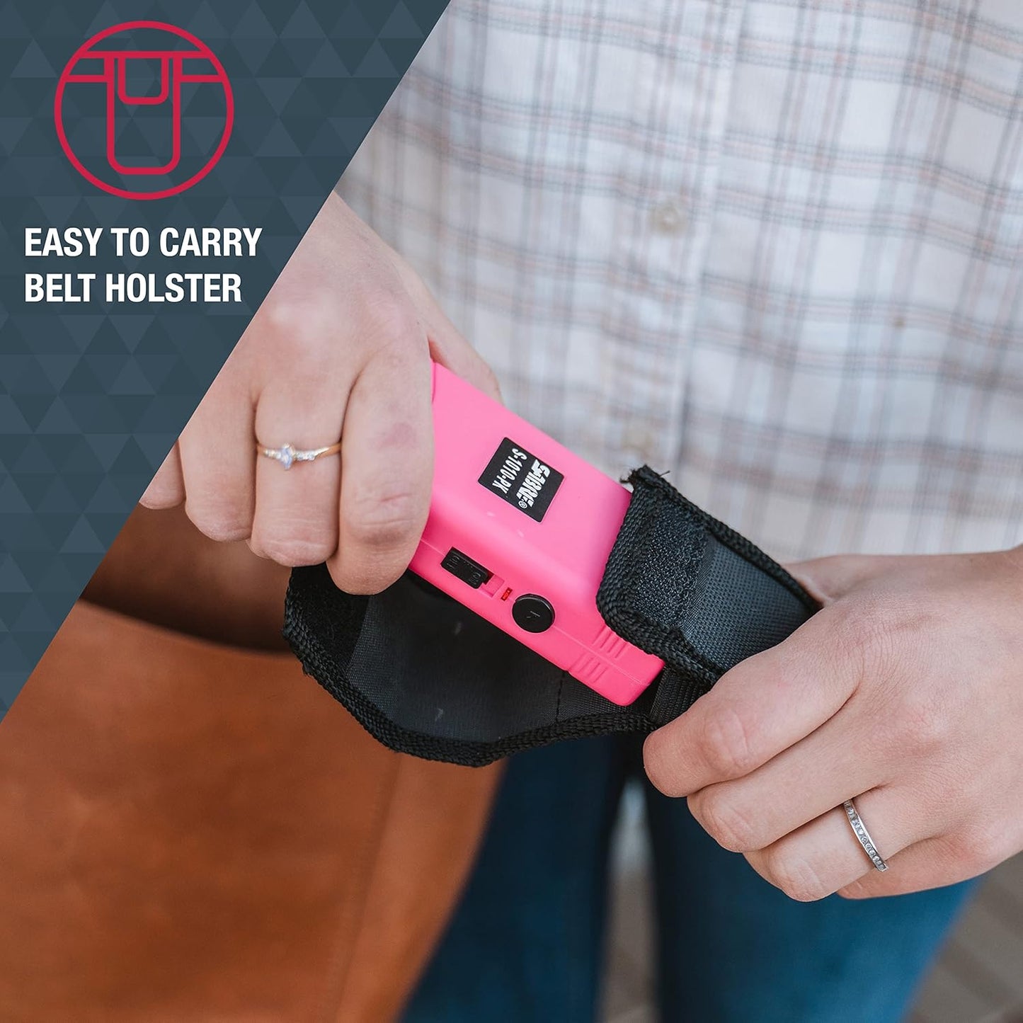 SABRE 2-in-1 Stun Gun with LED Flashlight, Self Defense Stun Gun with Painful 1.160 µC Charge, 120 Lumens, Rechargeable Battery, Easy to Use Safety Switch, Belt Holster for Quick Access