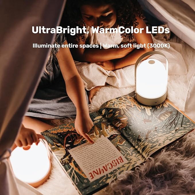 Bask KIN 3.0 Portable Cordless Lantern Table Lamp | USB Rechargeable | Powerful Long-Lasting 4000mAh Battery | Kids Bedroom | Easy 3-Step Touch Dimmable | UltraBright LED (Vanilla Cream)