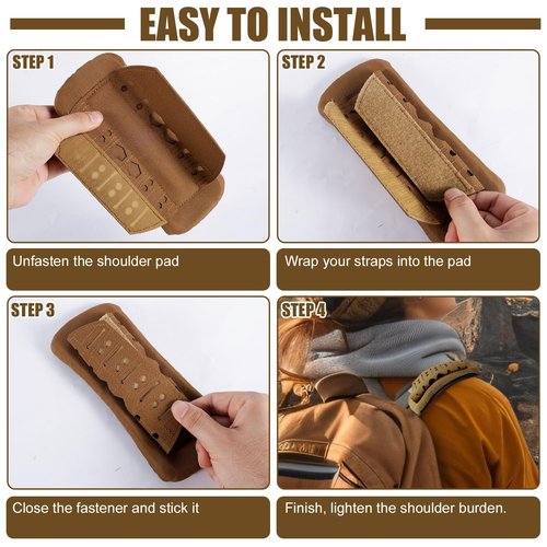 NQEUEPN 2pcs Shoulder Strap Pads, 1000D Nylon Plate Carrier Shoulder Pads for Bag Strap Breathable Soft Shoulder Strap Cushion for Molle Vest Outdoor Backpack (Camel)