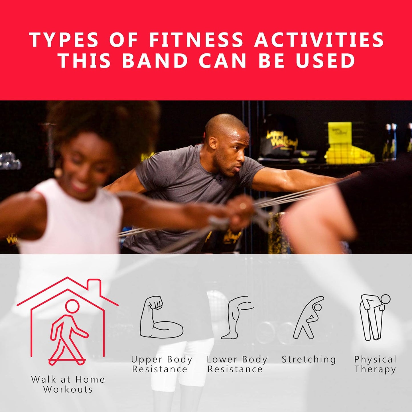 Walk at Home Workout Bands 7 Ring Adjustable Resistance Bands for Working Out Home Workout Walking Exercise Workout Bands Fitness Program Exercise Bands Stretch Bands for Recovery