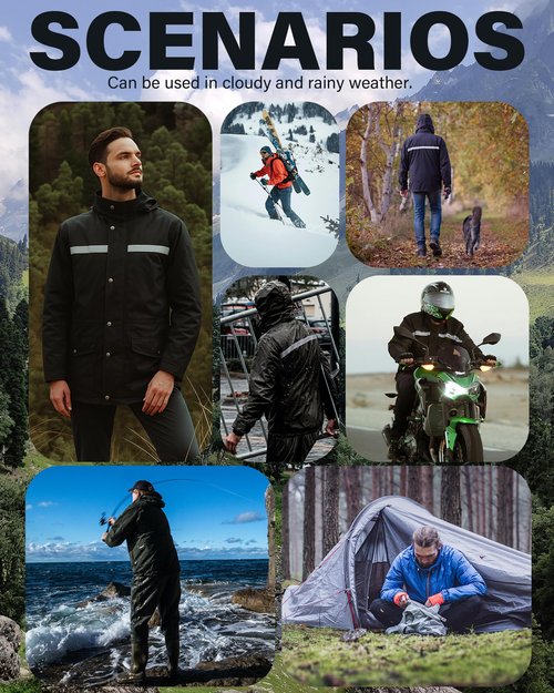 iCreek Rain Suit Waterproof Jacket and Trouser Suit Raincoat for Men and Women Outdoor All-Sport Breathable Anti-storm (Black/Orange, XL)