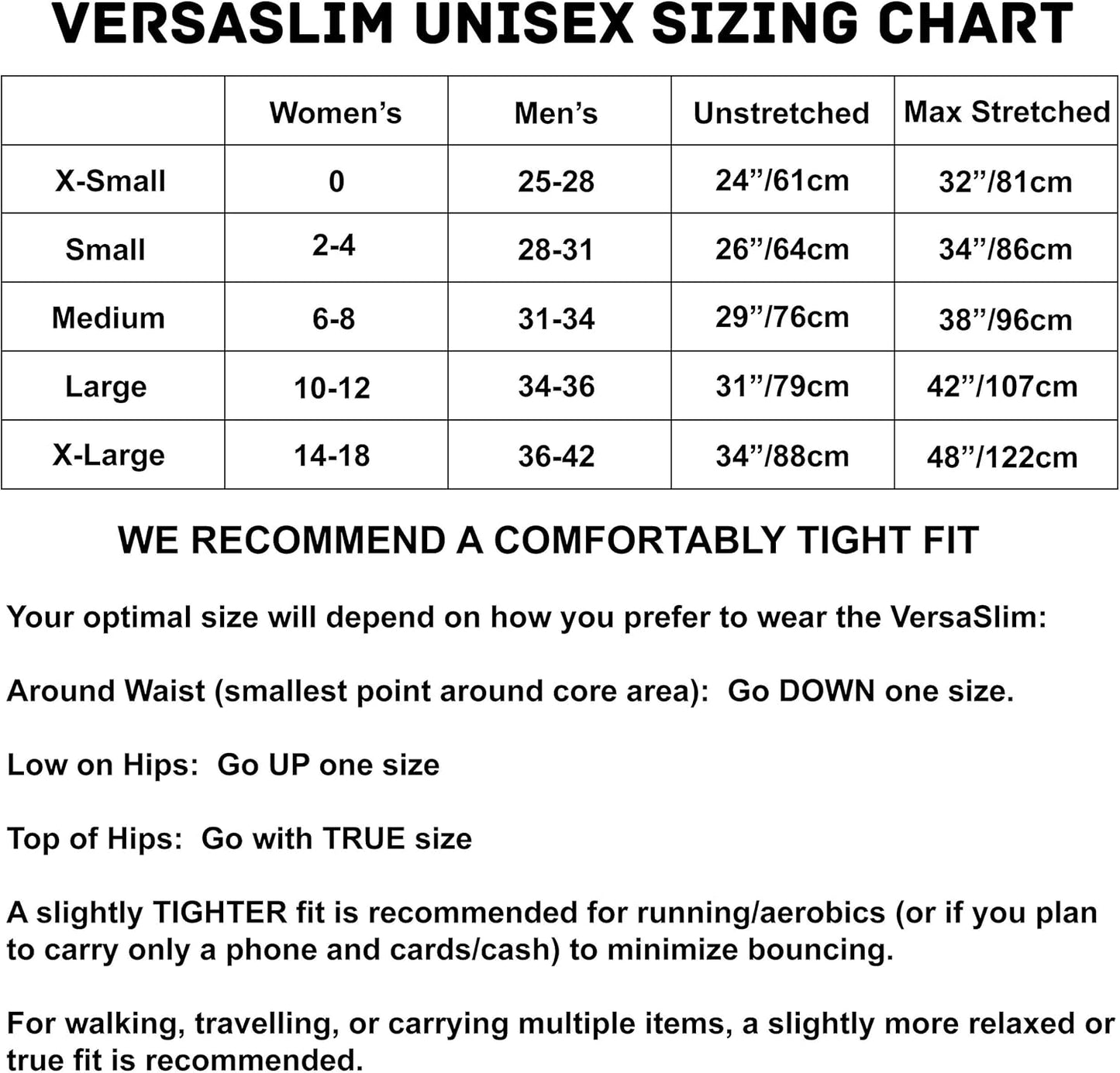 Sporteer VersaSlim Running Belt, Travel Money and Passport Belt, Workout Waist Pack for Smartphones and Personal Items (Black, Medium)