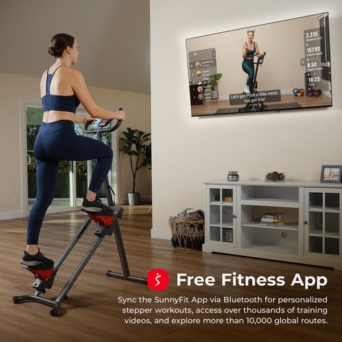 Sunny Health & Fitness Smart Foldable Cardio Stair Stepper, Vertical Climber Exercise Machine for Home Workout, Extended Step Range, 330 lbs. Max Weight, Connection w/Free SunnyFit App – SF-S024035