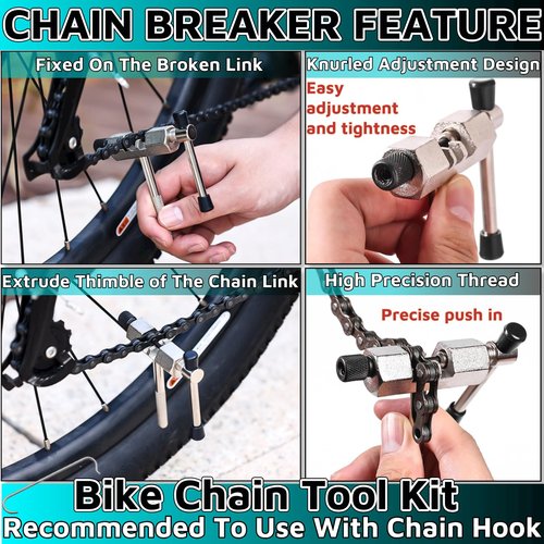 Bike Chain Tool 3 Pcs, Bicycle Link Plier + Chain Drift Tool + Chain Hook Bike Chain Breaker Tool Bike Repair Kit Bicycle Chain Tool Bicycle Repair Kit Bike Tool Kit Set Chain Breaker Tool Kit