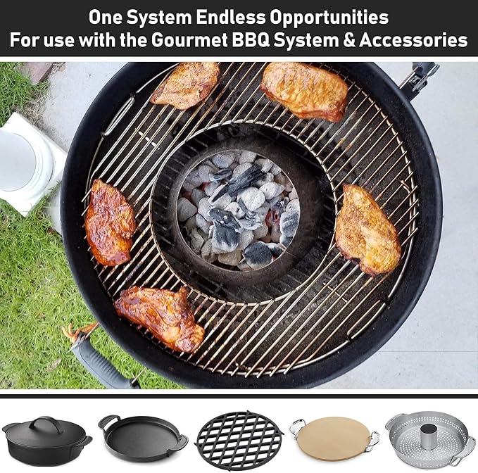 X Home Grill Grate for 22 Inch Weber Charcoal Grill, Upgraded 8835 Gourmet BBQ System Hinged Cooking Grate, 21.5 x 21.5 Inch