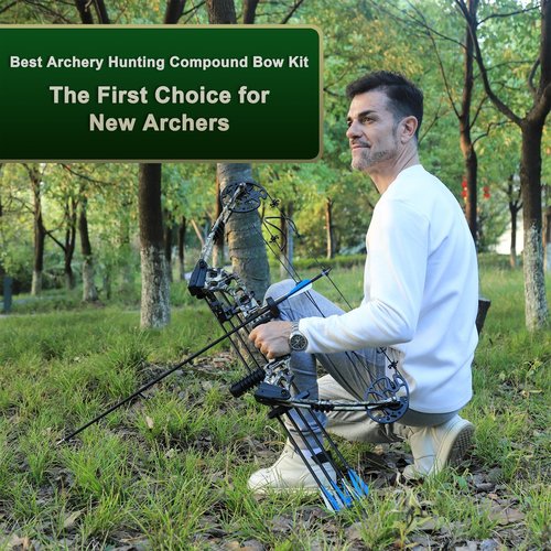 Archery Compound Bow Set for Youth and Beginner Right Handed Compound Bow Package with Archery Hunting Equipment Adjustable 30-60 Lbs Draw Weight 25.5"-28.5" Draw Length 300 fps 2025 New