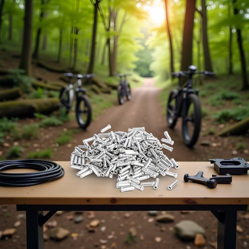 100Pcs Silver Brake Cable End Cap Crimps Ferrules Caps Road Mountain Bicycles Brake Cable Cap End Tip Easy to Use Mountain Road Brake Cable End Tip Cycling Parts and Components