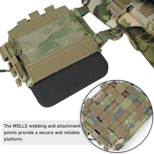 Tactical Molle Side Pouch with 6x6 Soft Plate, Ultralight Molle Pouch Sundry Bag Airsoft Vest Carrier Accessories. (MC)
